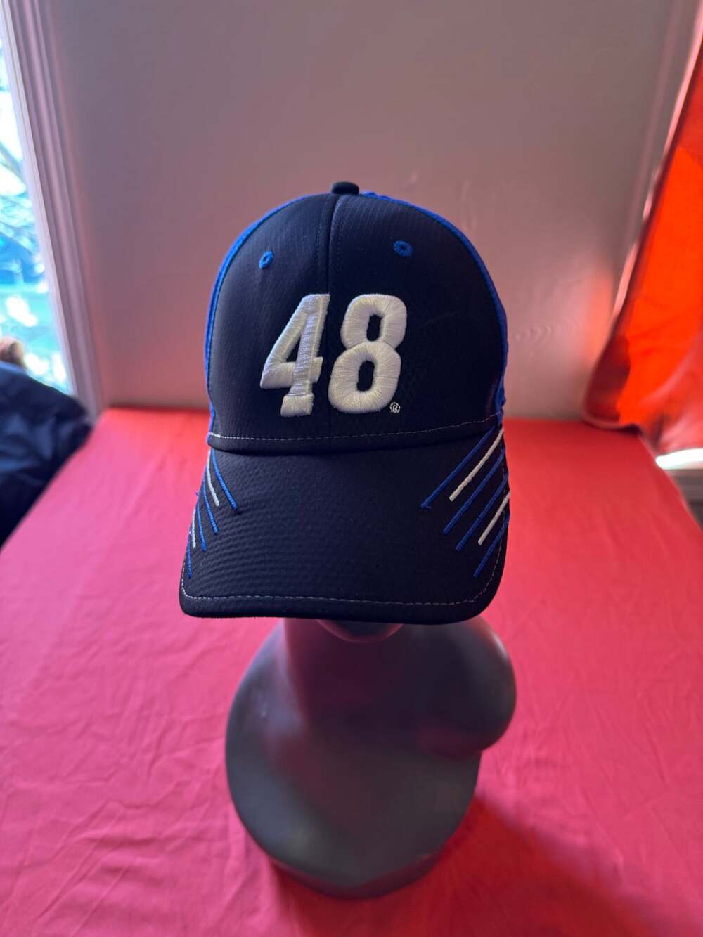 NASCAR Jimmie Johnson 48 Hendrick Motorsports Black Blue Adjustable Hat Cap OSFM